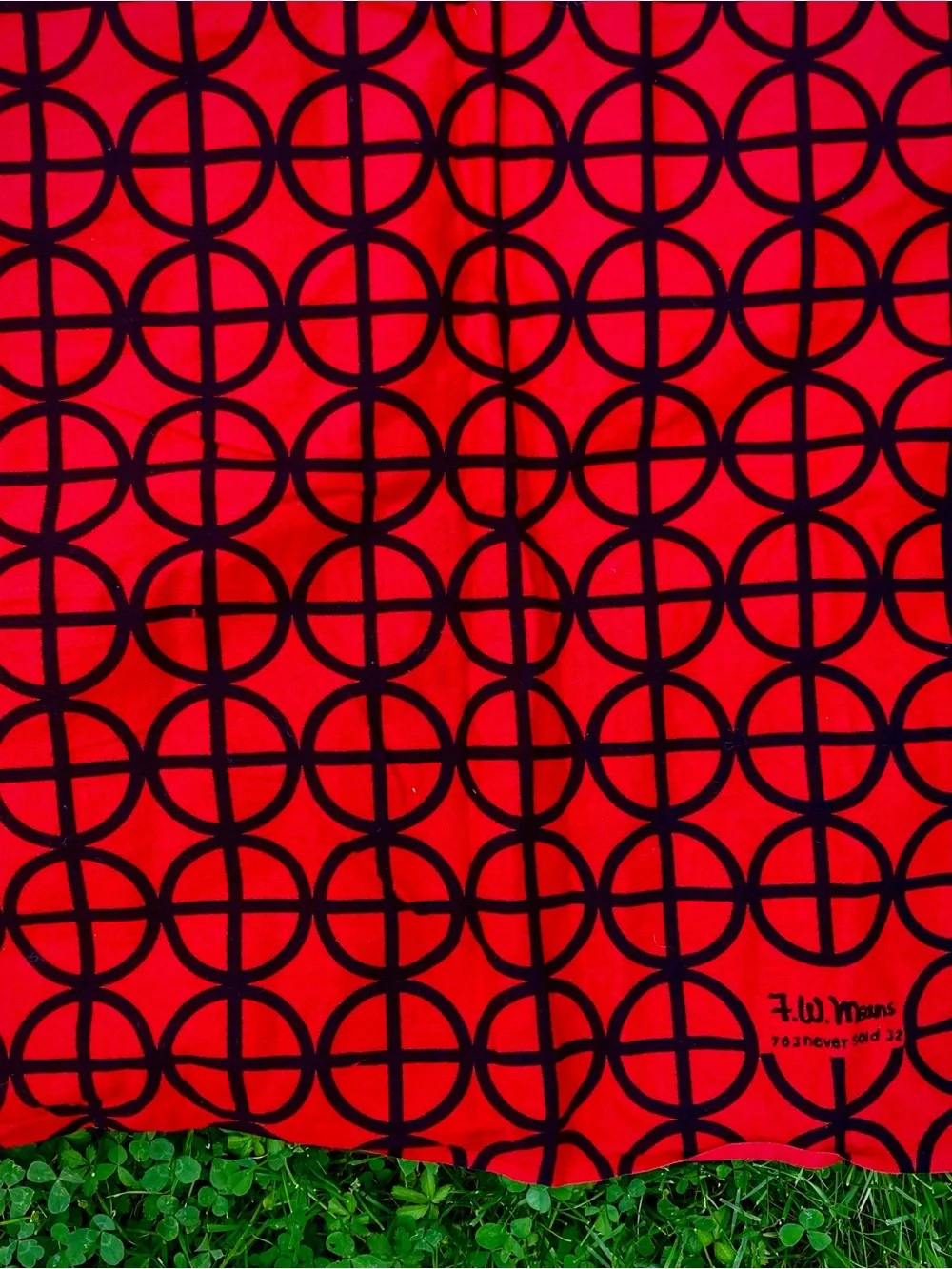 Red and Black Retro Mod Geometric Tablecloth by FW Means - Dining Table Linen